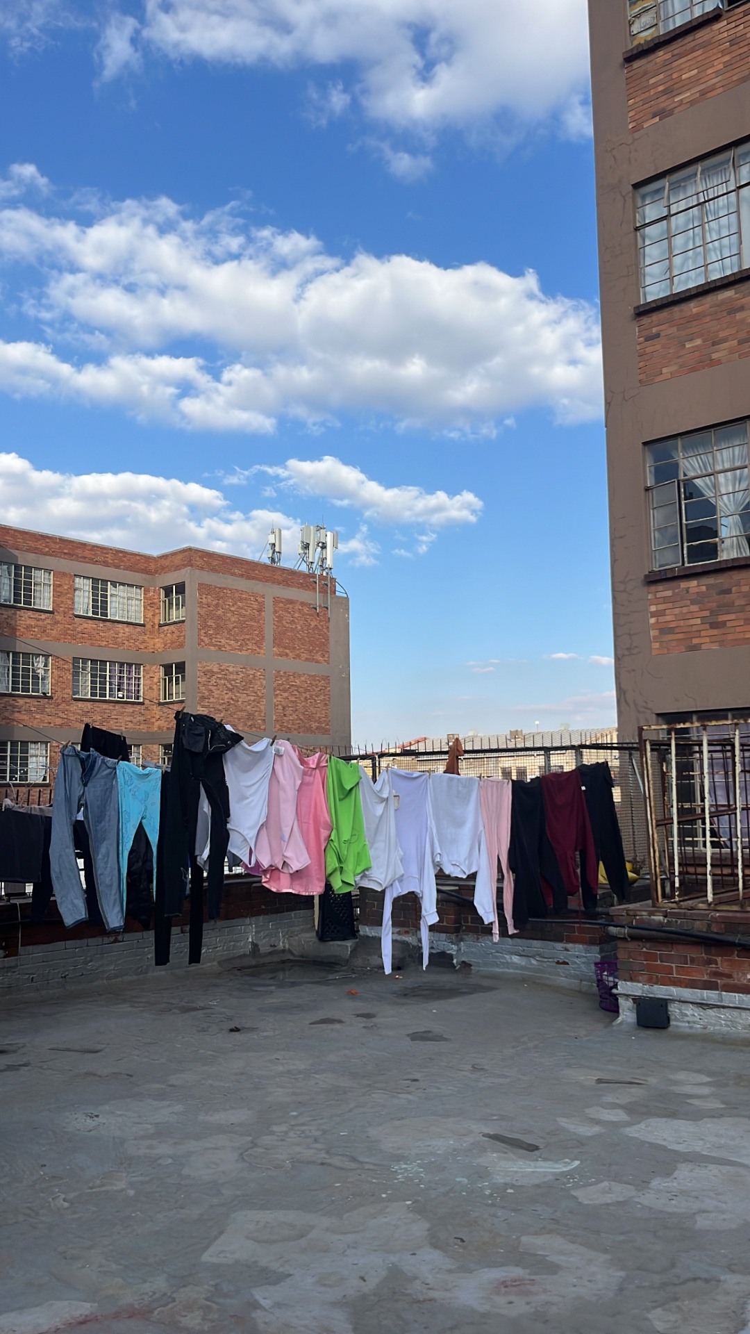 Rooftop washing lines for drying clothes